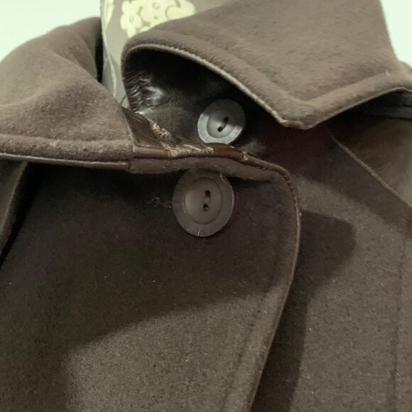 Mackage Wool Utility Military Coat Jacket Leather Trim Belt Pointed Collar SZ PS - Picture 13 of 13